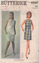 4598 BUTTERICK 1967 ONE PIECE SLEEVELESS SLIM YOKE DRESS PATTERN 16 36" UNCUT